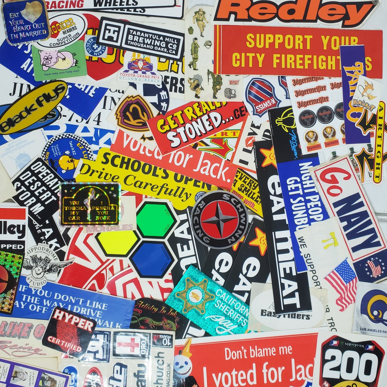 HUGE Sticker Lot Of 75 Assorted Fast Food Novelty Humorous Racing Vans & More