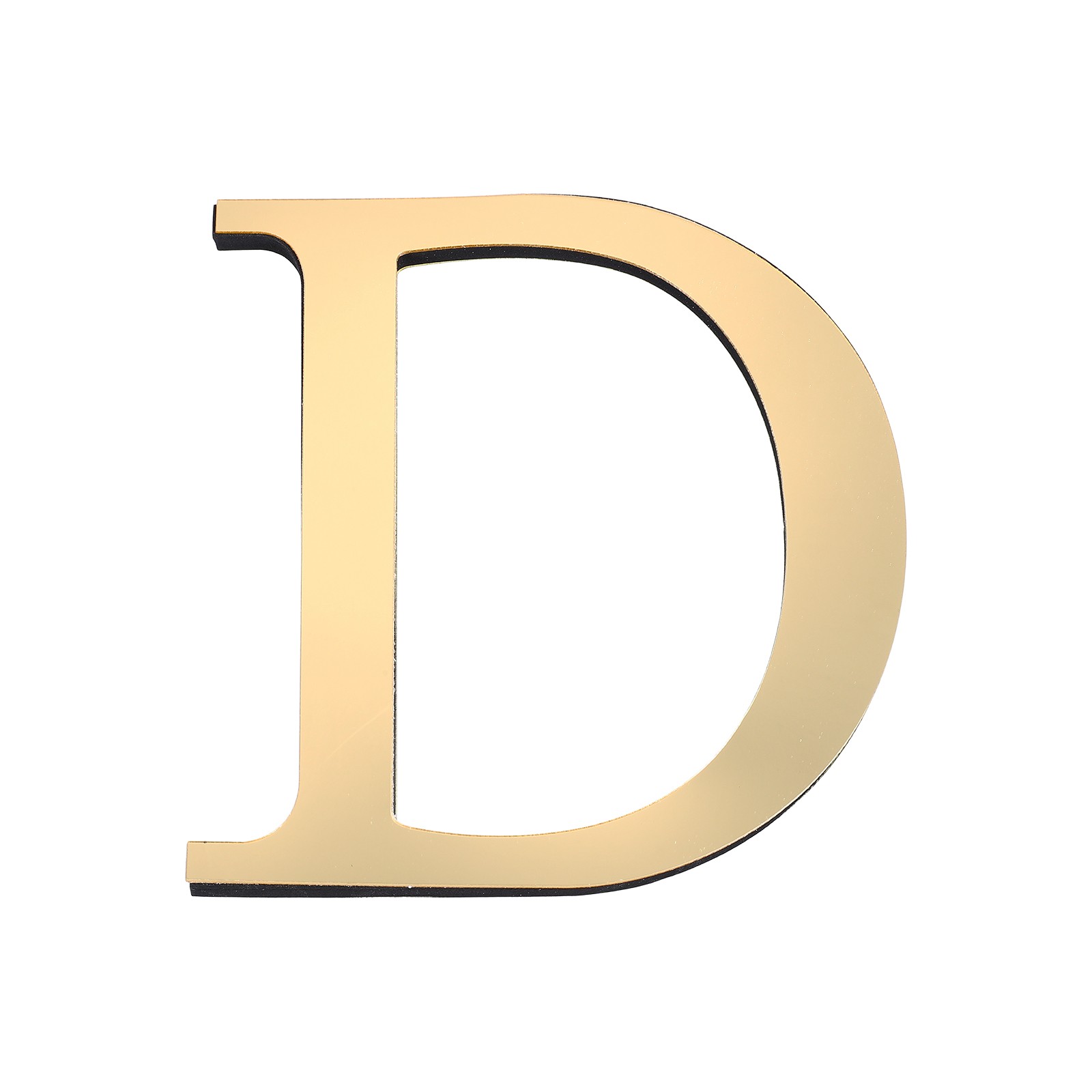 7.87 Inch 3D Acrylic Alphabet Mirror Wall Stickers Letter D Light Gold