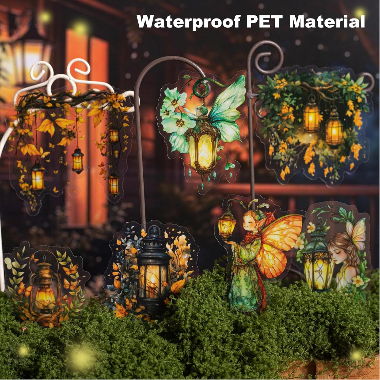 90PCS Firefly Lamp PET Stickers, Fairy Tale Lantern Stickers for Scrapbooking, J