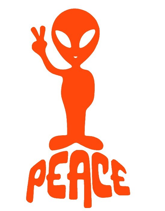 ALIEN, ET, PEACE SIGN, Decal Stickers for Cars, Windows, Laptops, Wall, Tablets.