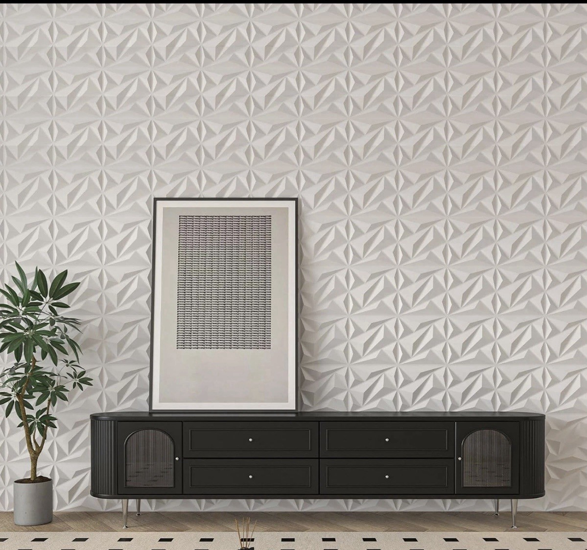 30 Pack 3D Wall Panel Diamond for Interior Wall Décor, PVC Textured Wall