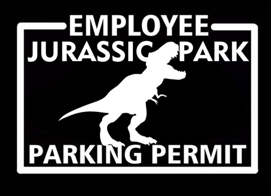 Jurassic Park Employee Parking Permit Two PK White 5" Funny Vinyl Decal Windows
