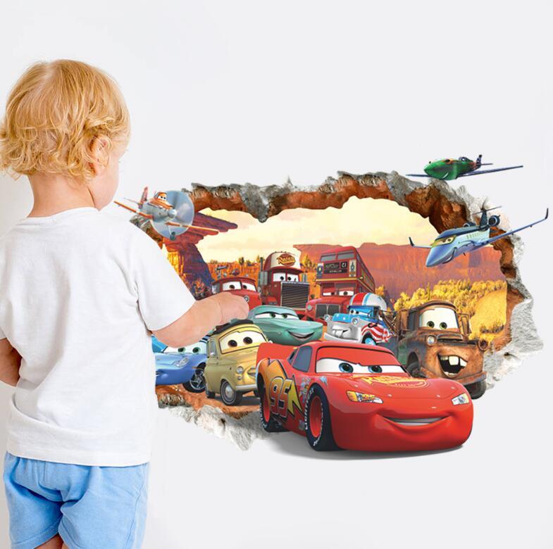 NEW Disney Cartoon lightning McQueen Cars HUGE Wall Stickers Kids Home Decor USA