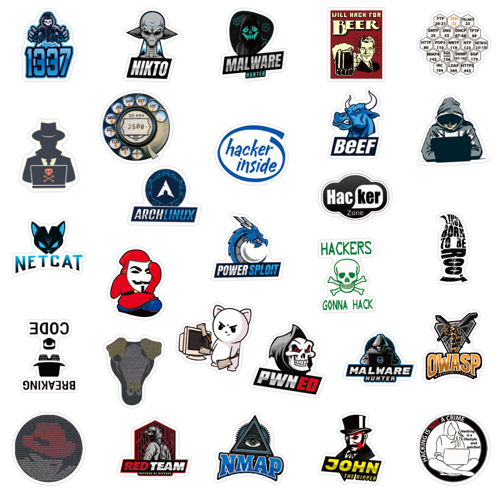 100Pcs Hacker Cartoon Sticker for Adults Teens Girls Scrapbooking Water Bottles