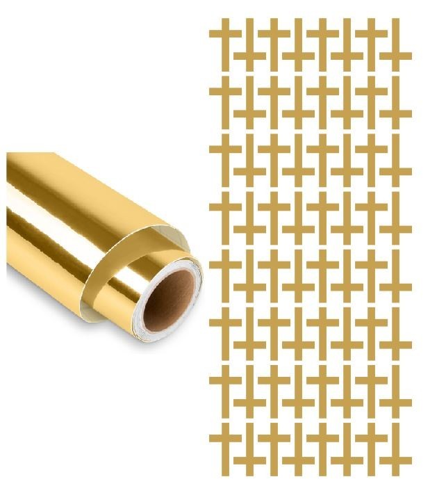 Cross Stickers Gold Chrome 1" Religious Envelope Seals Church DC31