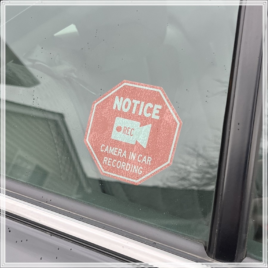 Camera in Car Recording Video 4-Pack INSIDE MOUNT Decals Red Stop Shape 2.75"