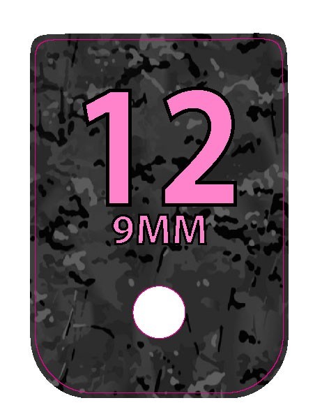 FITS GLOCK 9MM BLACK MULTICAM BACKGROUND PINK TEXT NUMBERED 7-12