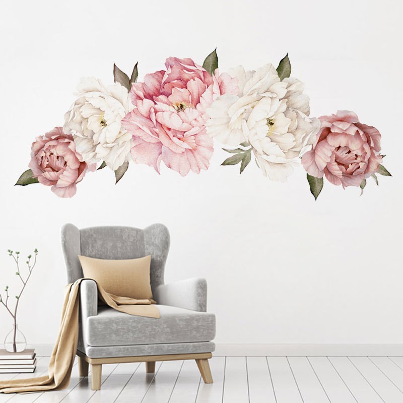 LARGE PEONY FLOWER PATTERN BEDROOM WALL STICKER MURAL DECALS HOME ART DECOR SPEC
