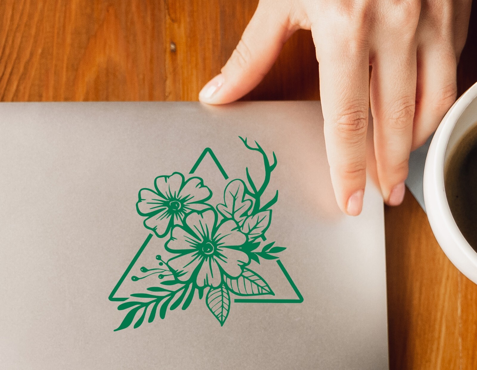 Flower Triangle Custom Vinyl Stickers | Pretty Floral Geometric Design