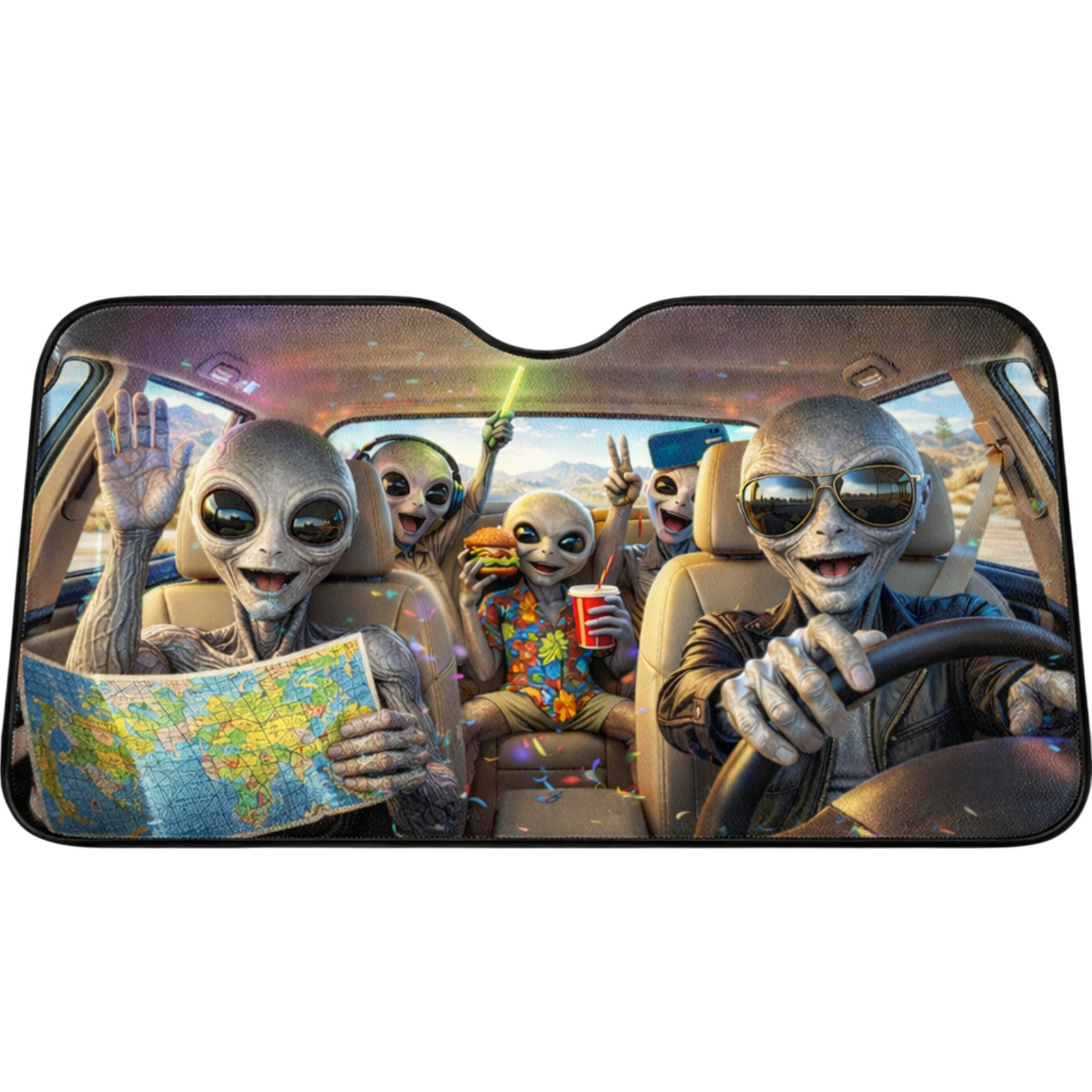 Funny Space Travelers Road Trip Party Car Sunshade Adventure Windshield