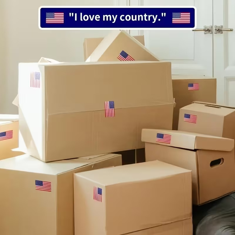 SANNIX 500 Pcs American Flag Sticker Roll,2 X 1.22 Inch US Flag Decal, USA Patri