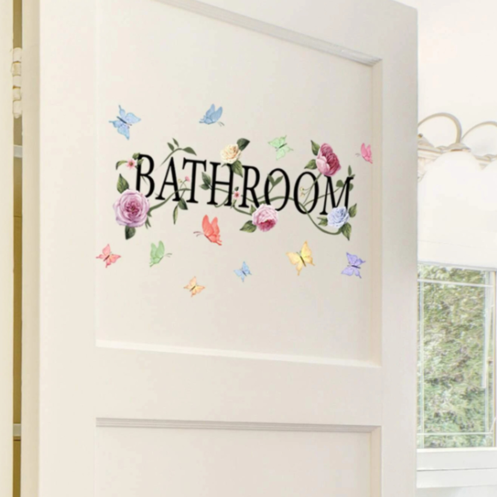 Bathroom Wall Sticker Letter Graphic PVC Waterproof Self-Adhesive Door Art Decor
