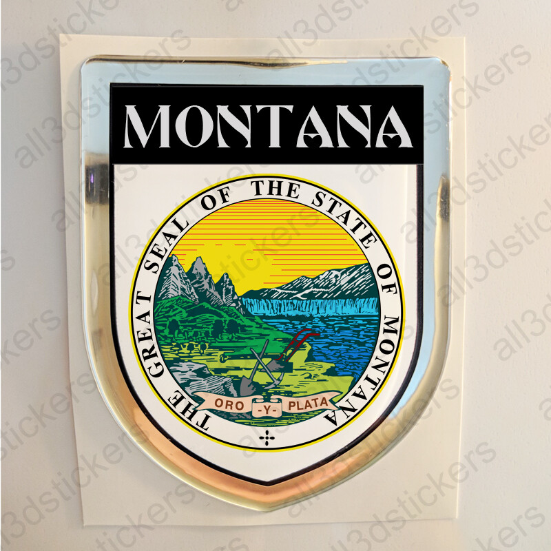 Montana USA Sticker Seal Resin Domed Flag United States Stickers Shield 3D