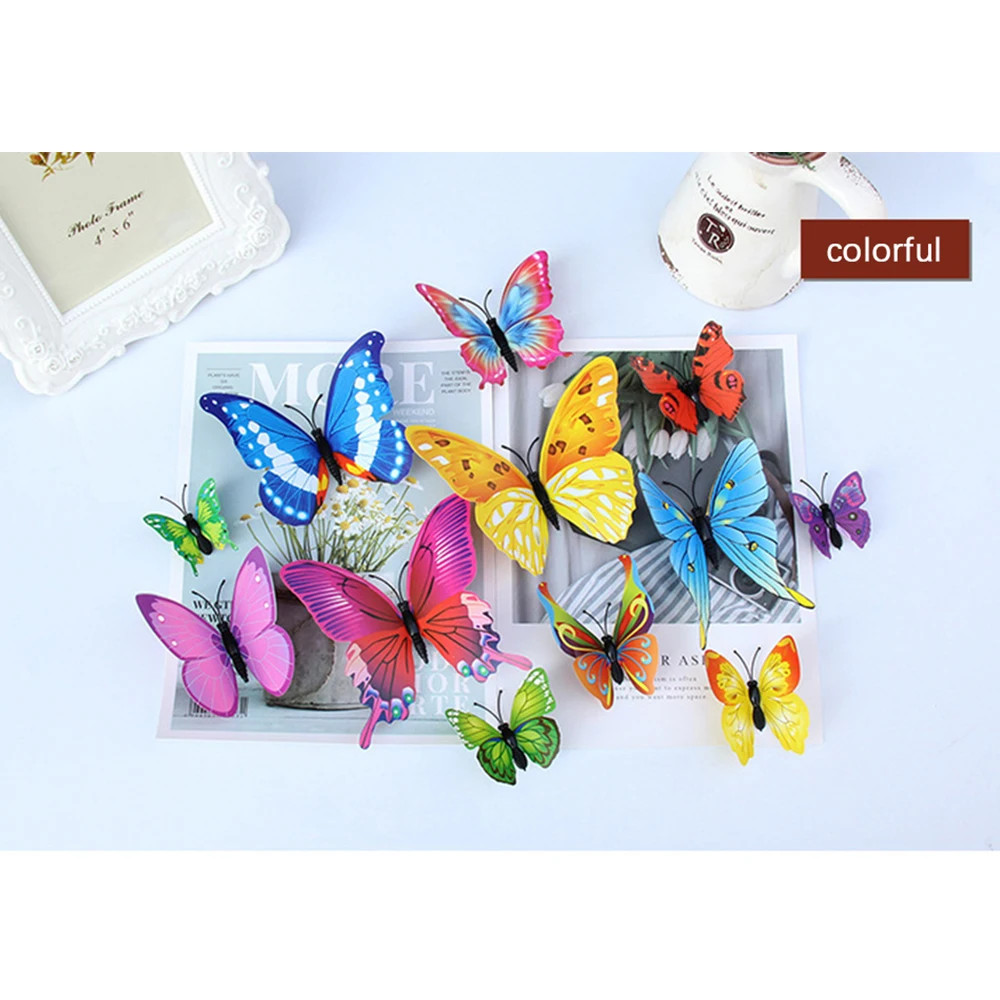 12Pcs 3D Butterfly Wall Stickers Diy Stationery Sticker Handmade Craft Supplies