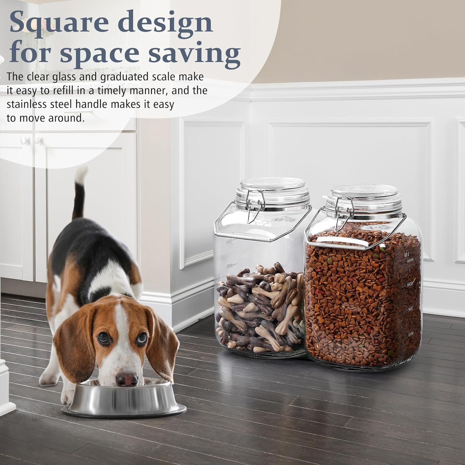 2 Pack 1.5 Gallon Glass Jar with Airtight Lid, 192 Oz Square Wide Mouth Mason Ja
