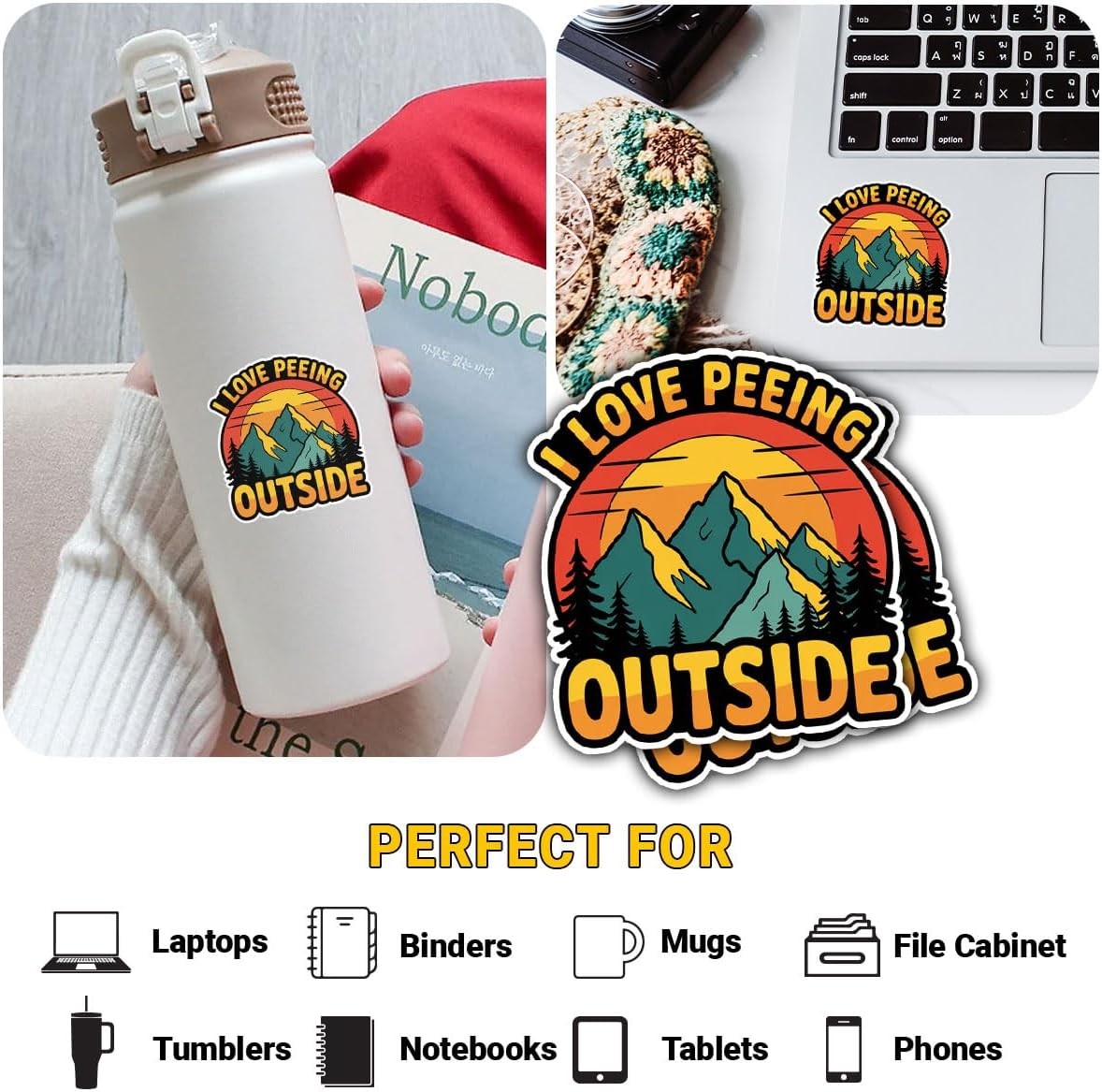 3Pcs I Love Peeing Outside Sticker Funny Nature Outdoor Adventure Gift for Campi