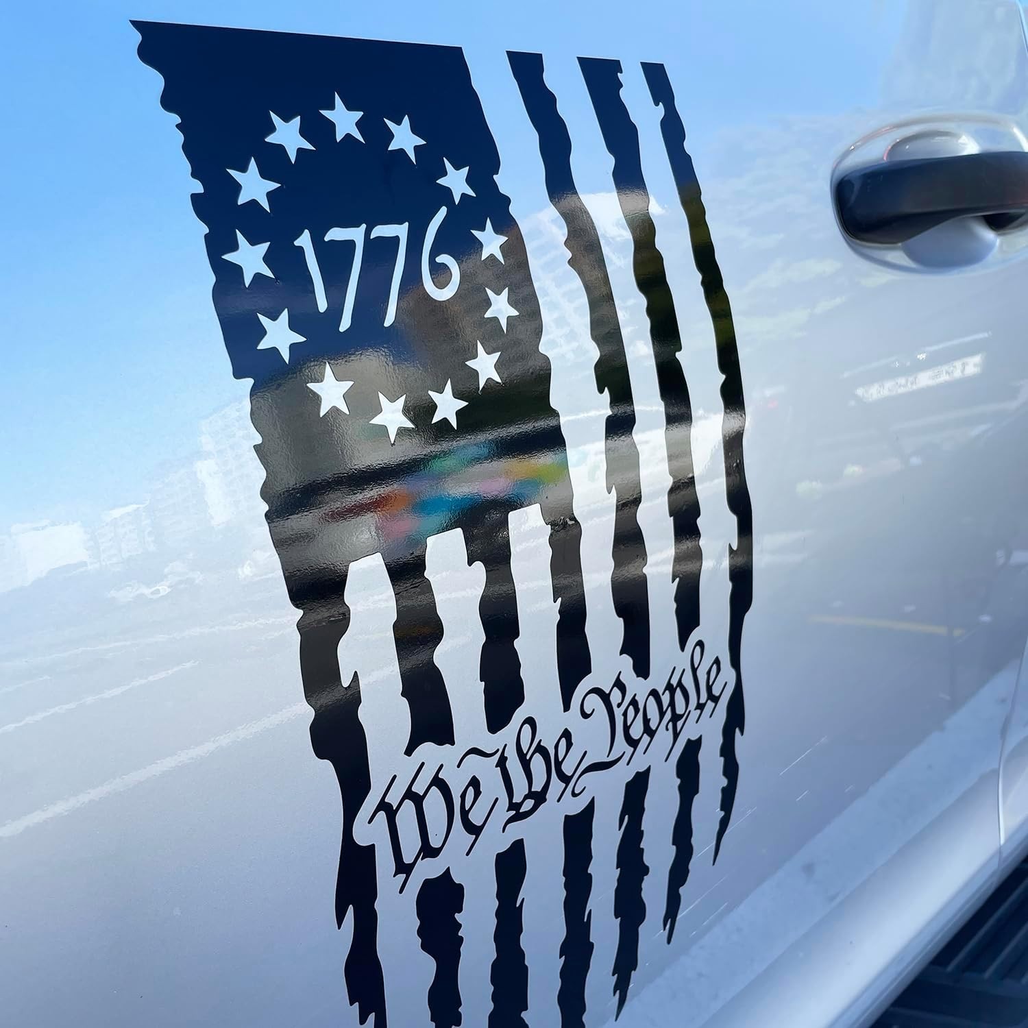 We The People Distressed American Flag Graphic Decal Vinyl 2 Pack for Both Si…