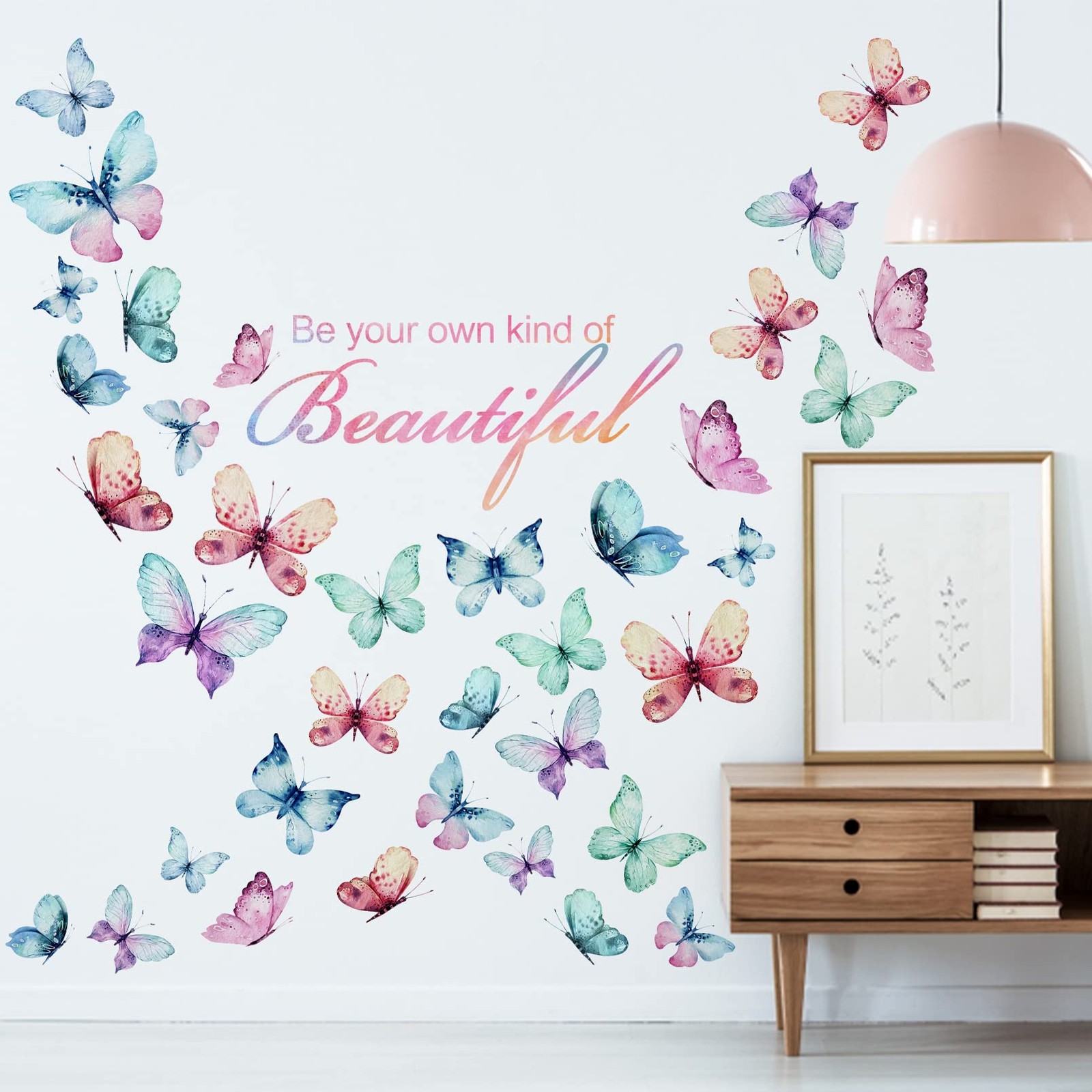 Girls Butterfly Be Your Own Kind of Beautiful Inspirational Quote Wall Decal …