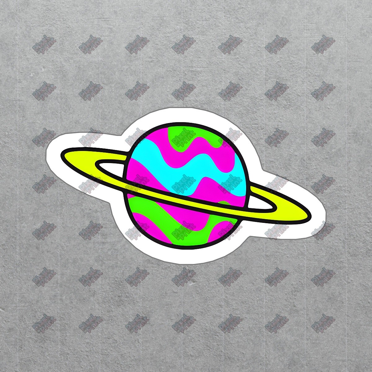 Colorful Saturn Planet Vinyl Sticker Retro Space Decal for Laptops, #655674