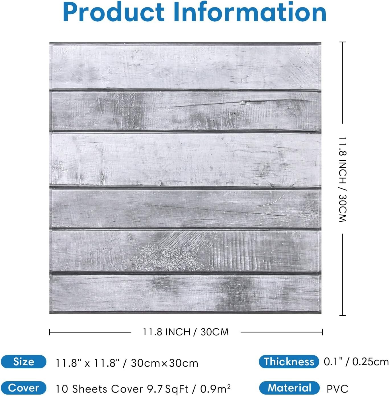3D Faux Wood Wall Panels, Wood Shiplap Peel and Stick Wall Panels,10 Pcs of 12"X