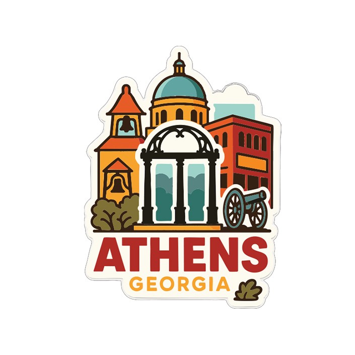 Athens Georgia Sticker Decal Vinyl Die-Cut City Skyline Landmark Design