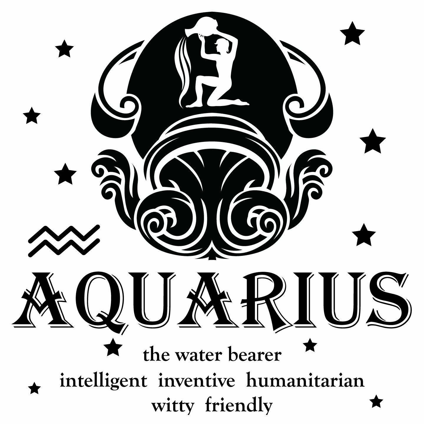Vinyl Adhesive Home Wall Decal | Aquarius Astrological Sign Decoration Stickers