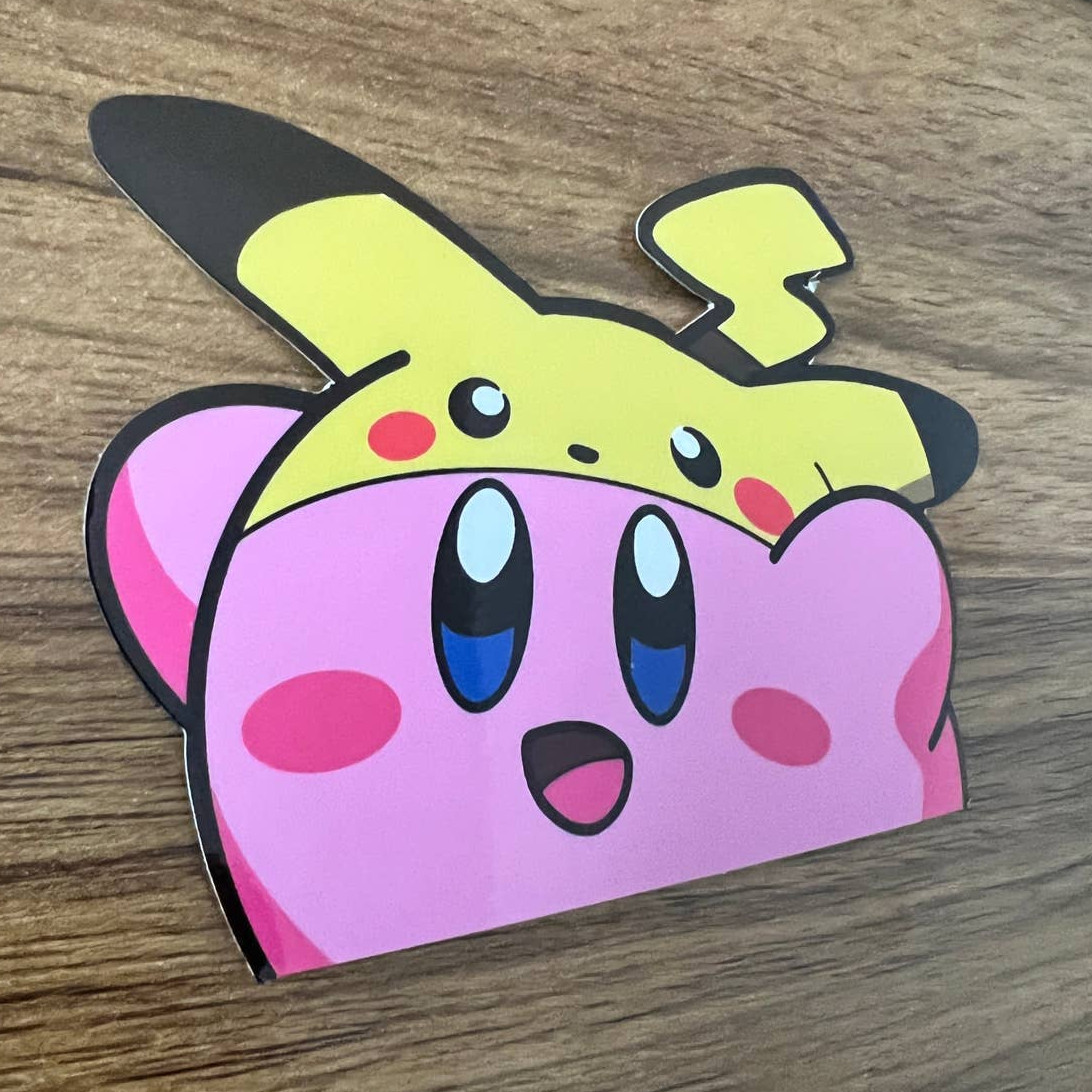 Kirby Sticker | Kirby | Pikachu | Nintendo | Vinyl Sticker | Vinyl Peeker | 8"