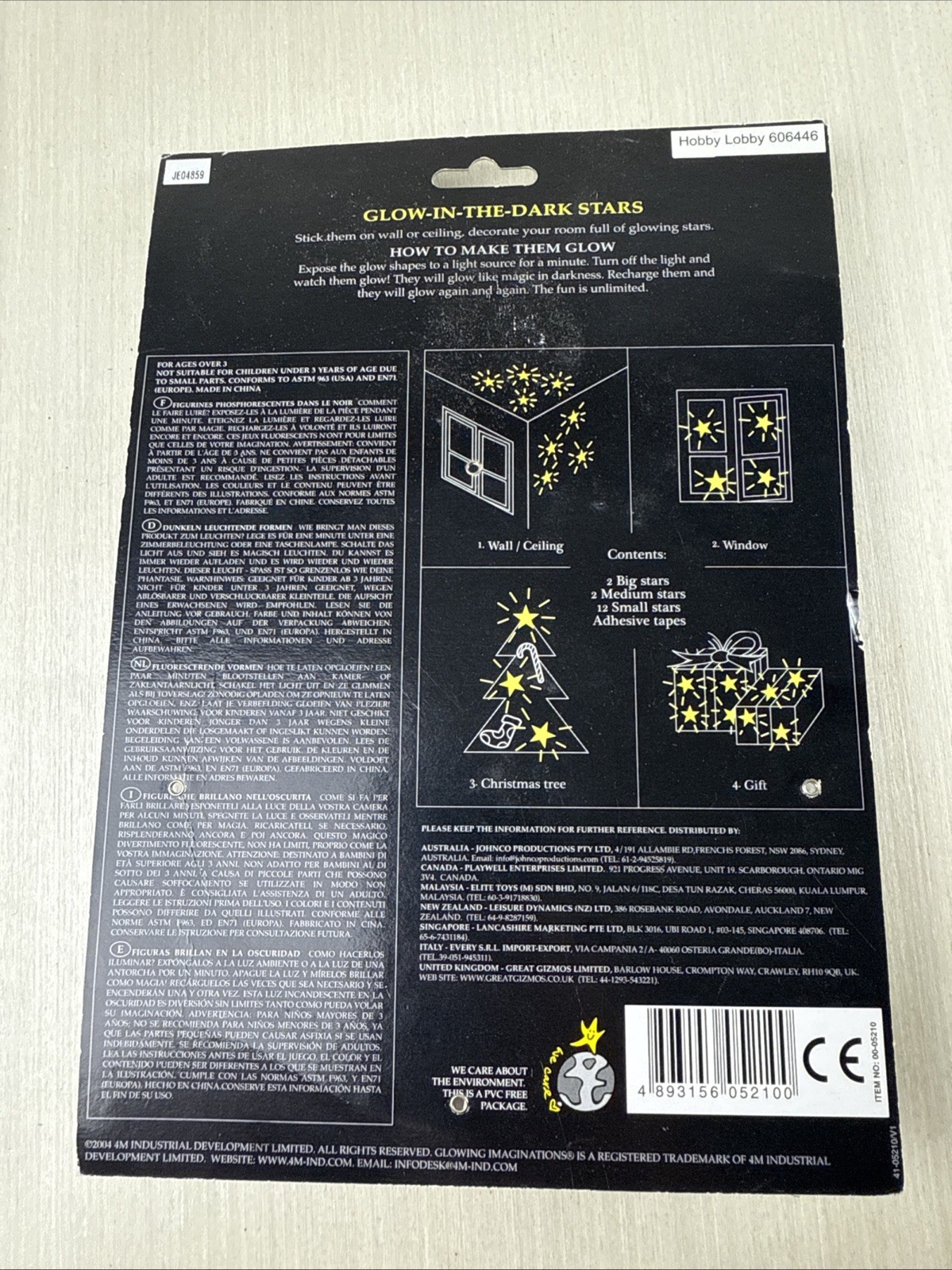 Glowing Imaginations Glow-In-The-Dark Stars, 4M Vintage 2004 New