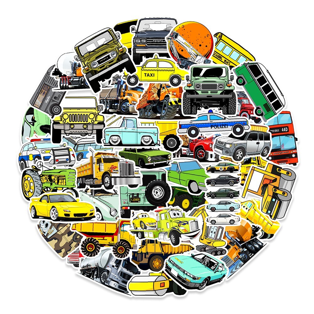 50 Pcs Stickers Vehicle Trucks Cars Fridge Luggage Skateboard Phone Laptop Vinyl