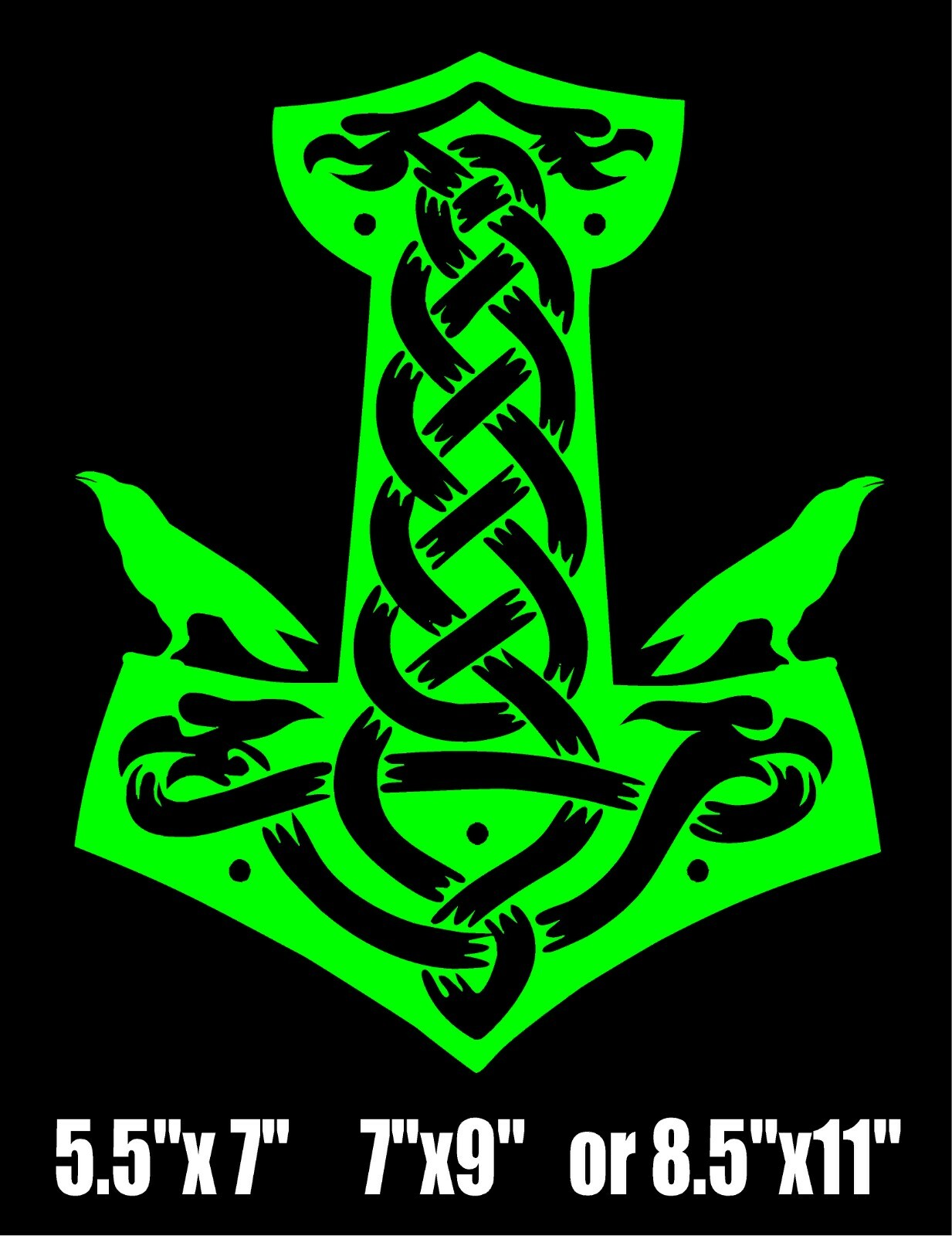 Thor's Hammer Decal Mjolnir with Ravens Viking car window laptop vinyl sticker