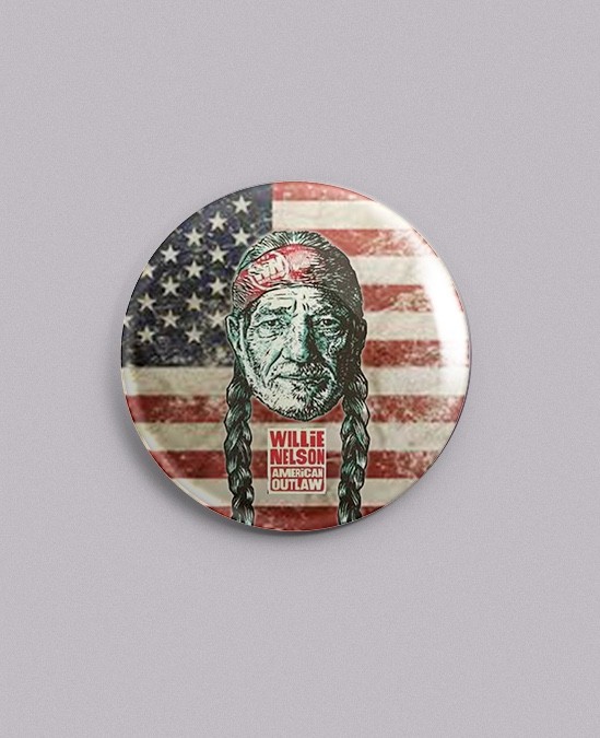 Willie Nelson – 1.25" Pin, Button, Badge – Country Music, American Outlaw
