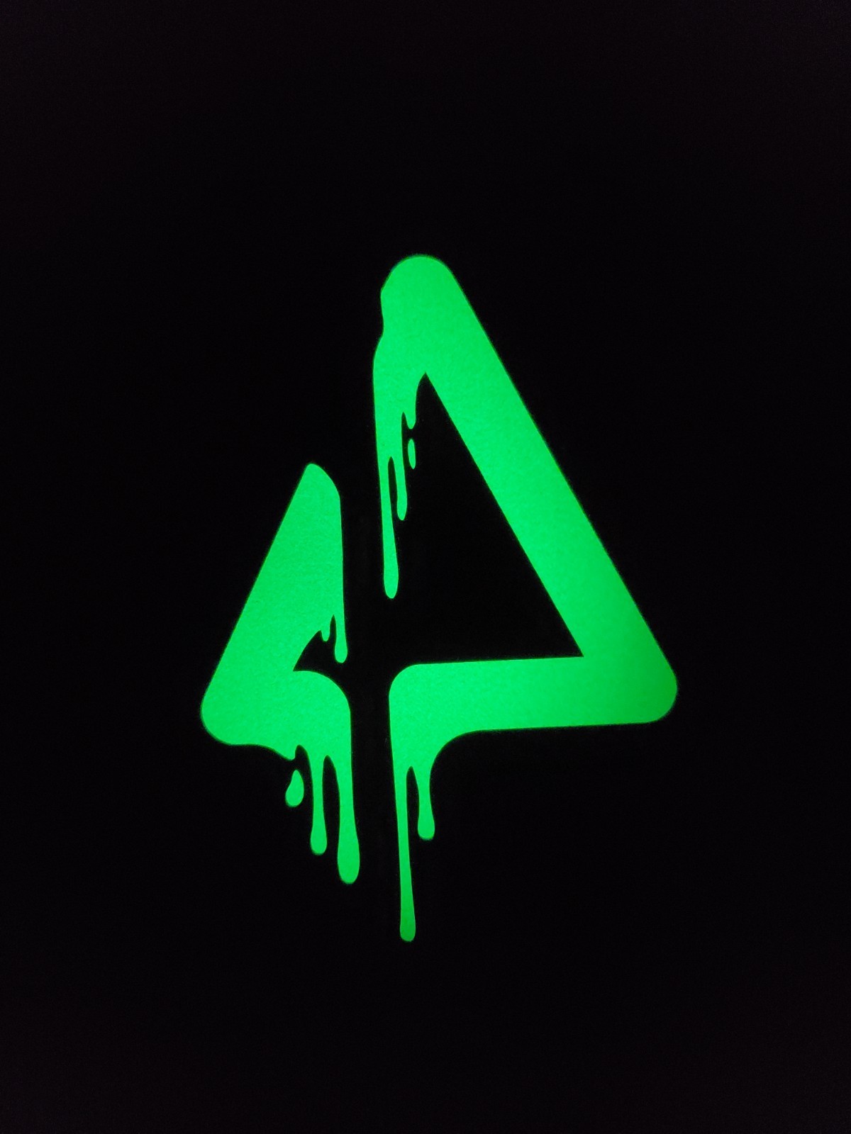 Glow In The Dark Melting Triangle Vinyl Decal Medium Size Sticker Bright Green