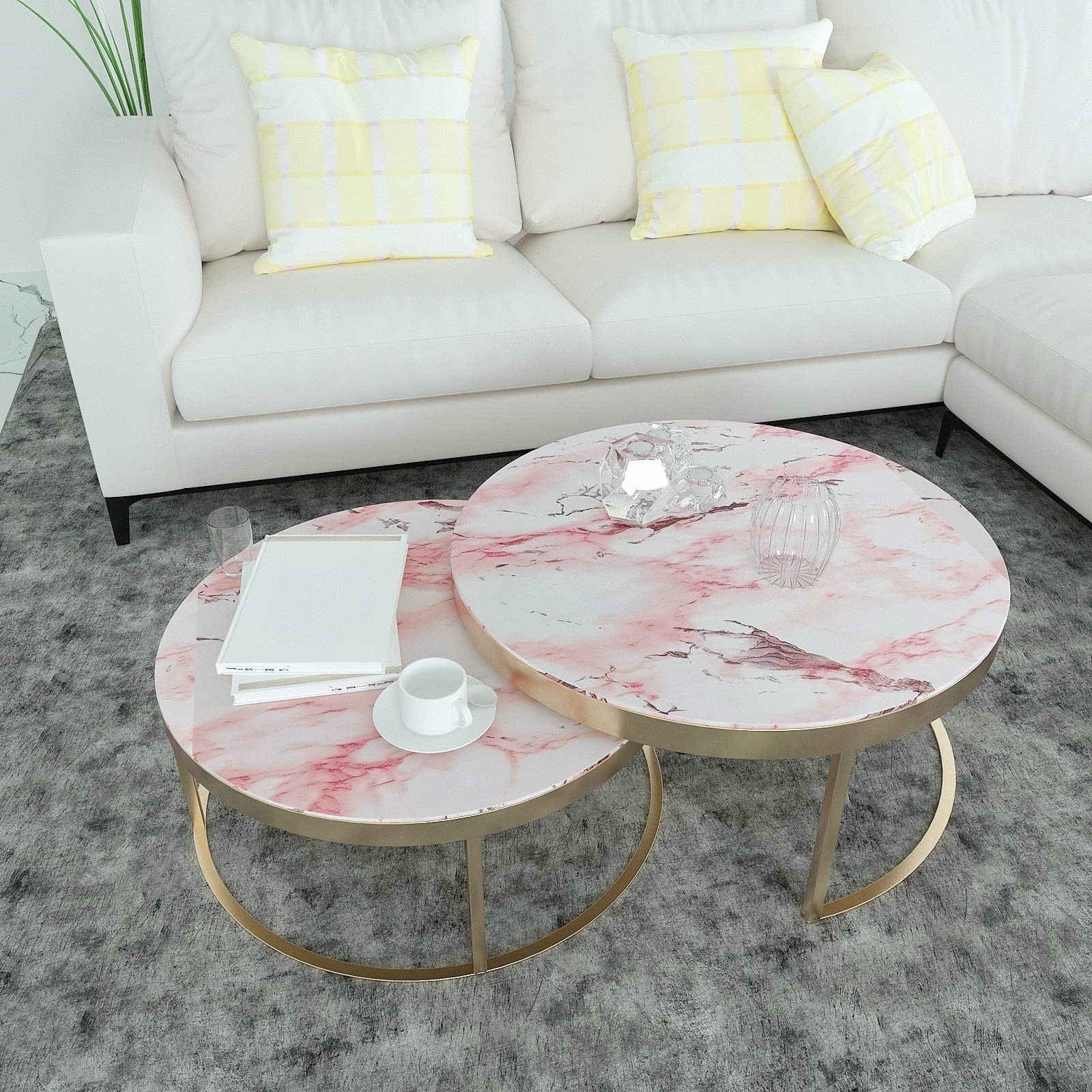 VIOPVERY Pink Marble Contact Paper Self Adhesive 35" x 197", Glossy Vinyl Wra…