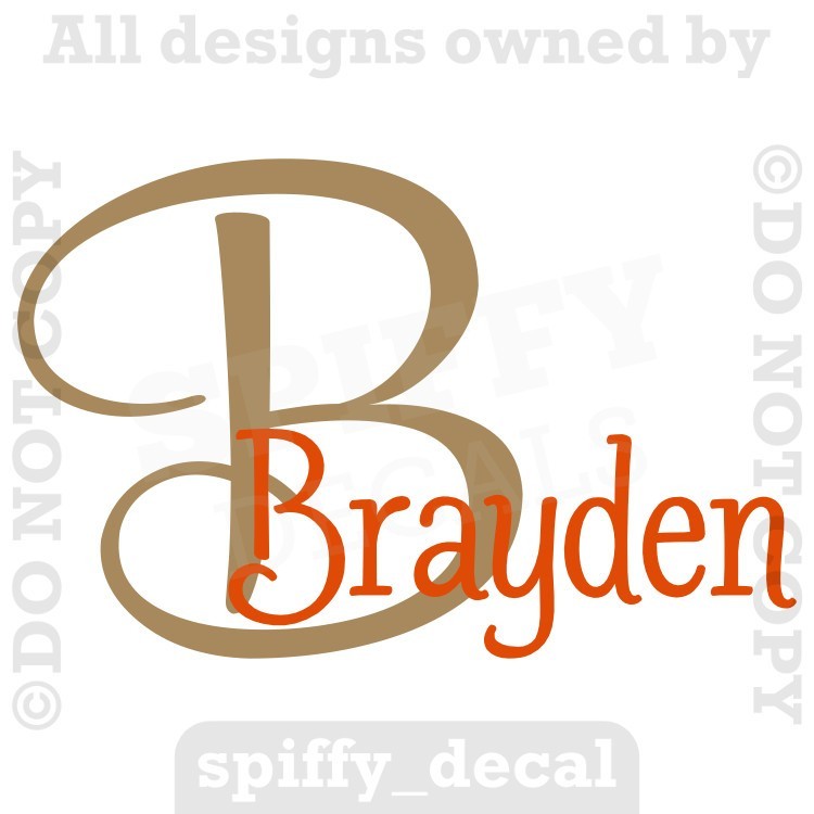 Monogram Personalize Custom Name Vinyl Wall Decal Nursery Bedroom Child Girl Boy