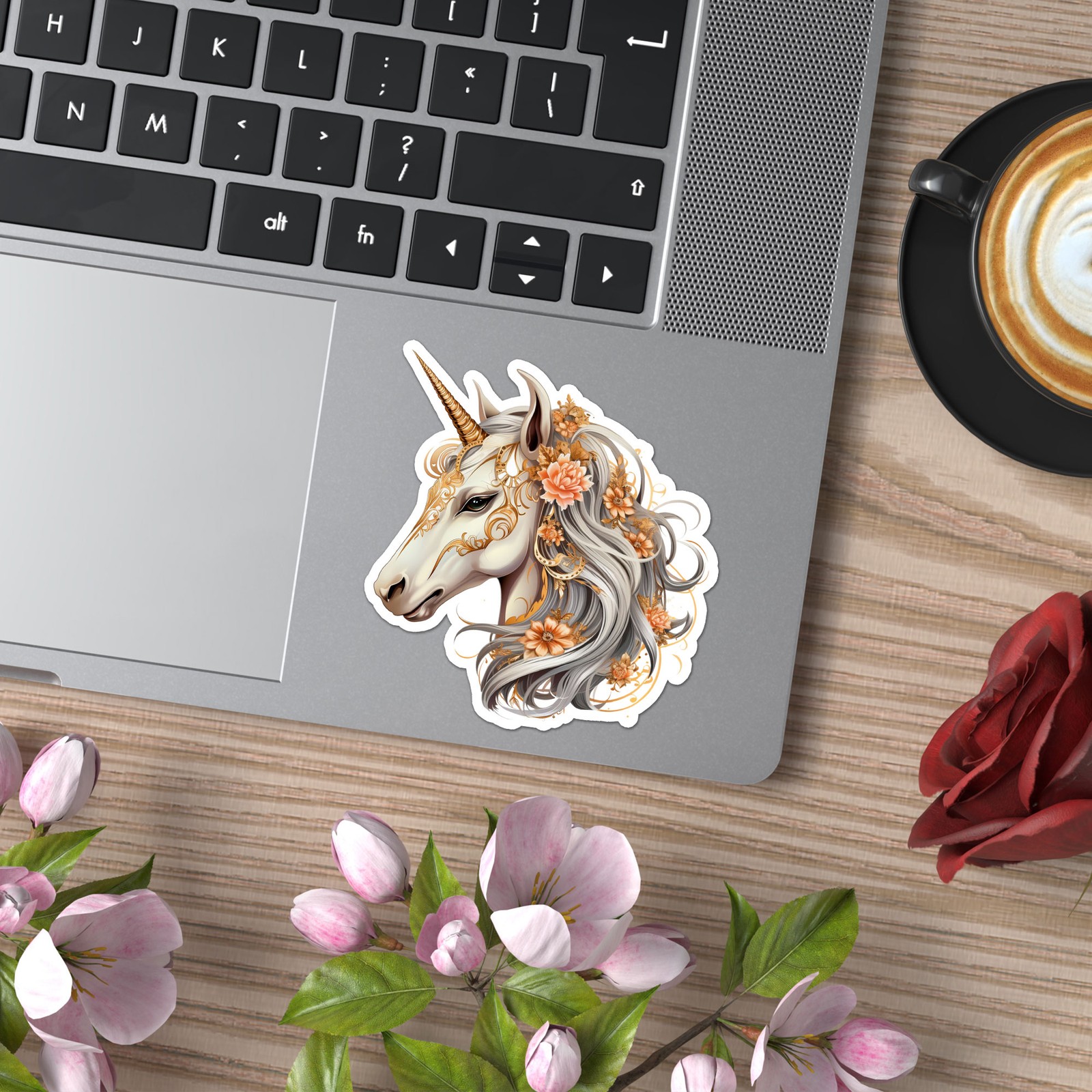 Unicorn Head Flowers – Vinyl Decal Sticker – Car Window Laptop – ebn11700