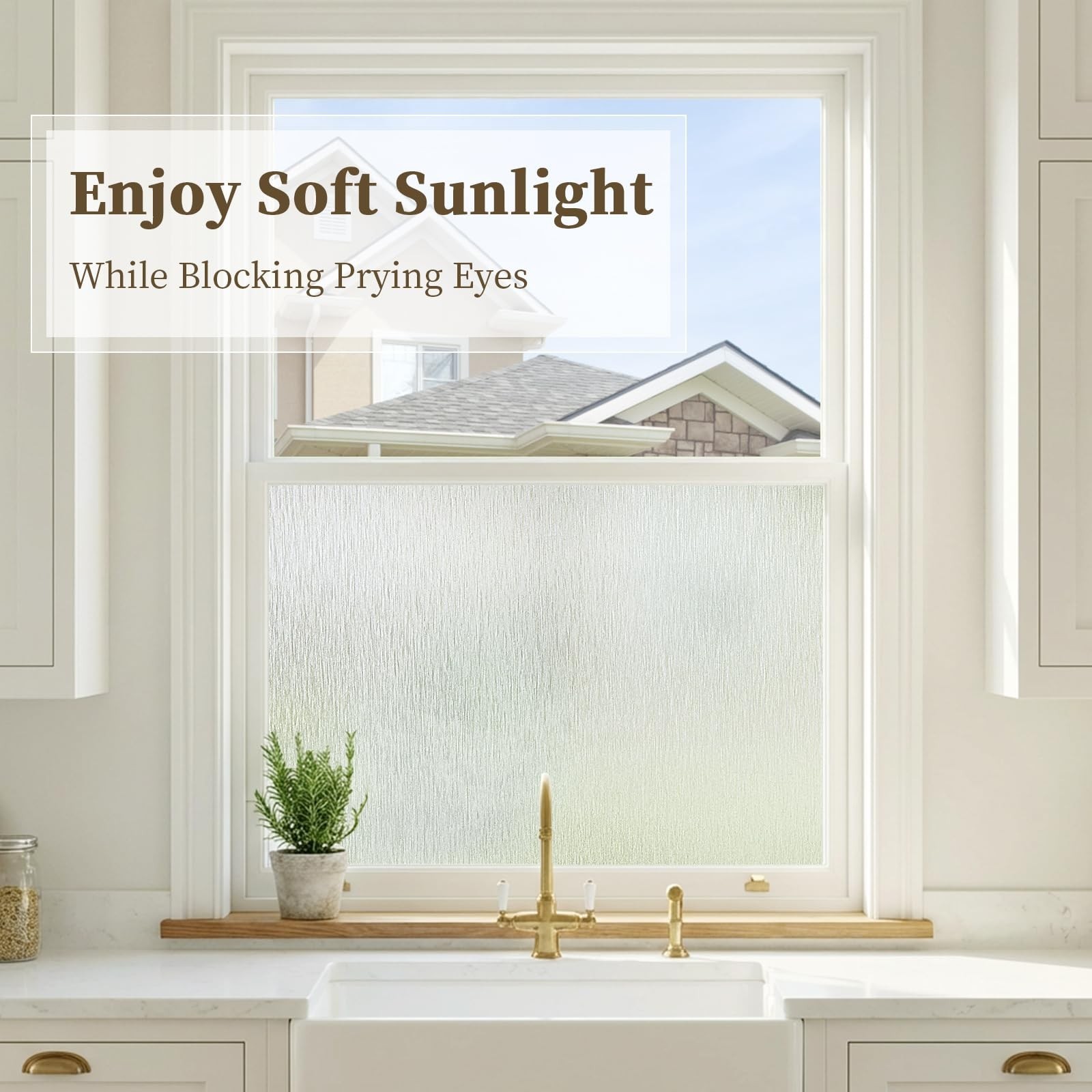 Frosted Window Privacy Film – Brushed Silver Static Cling Glass Film for Bath…