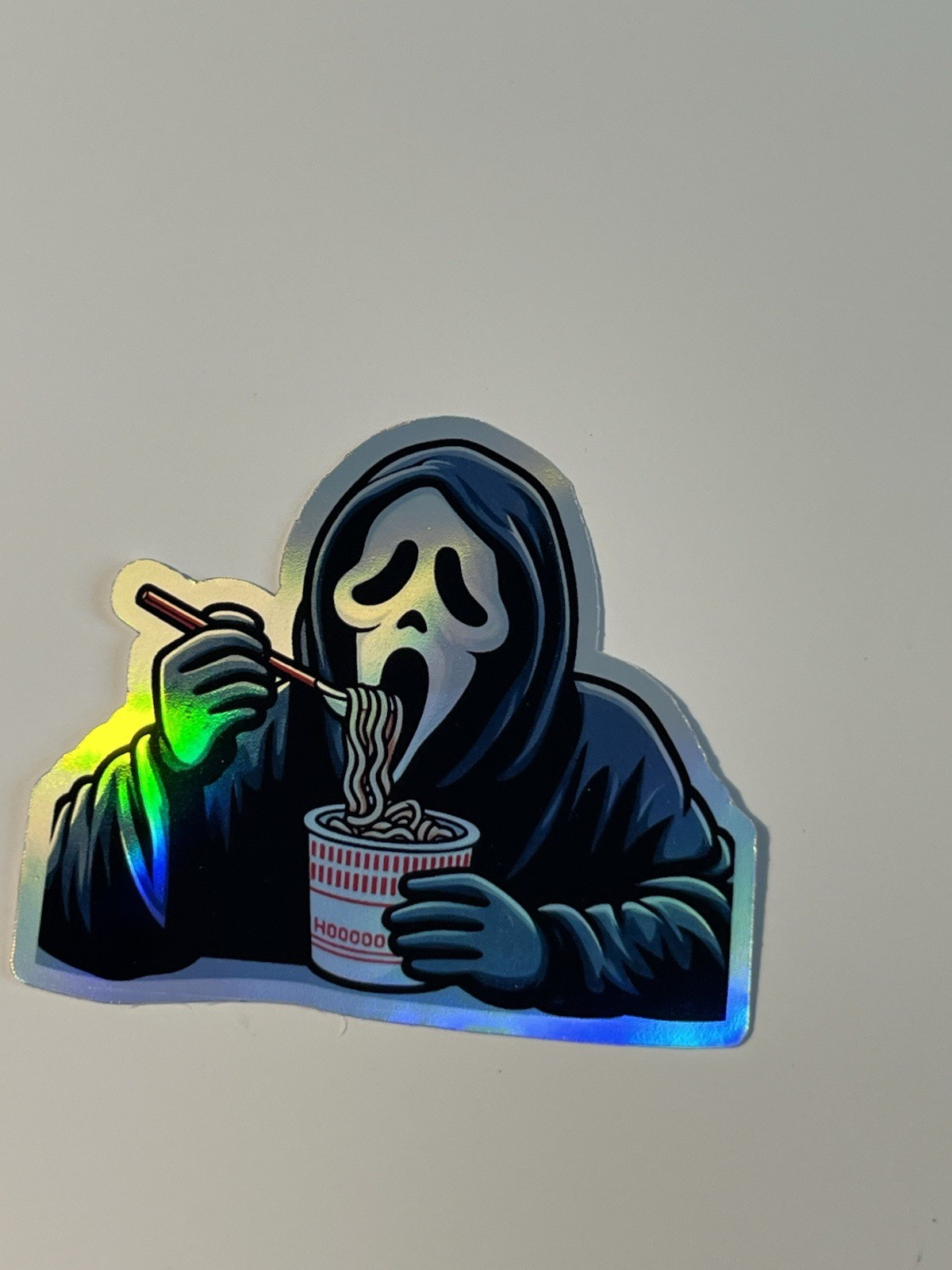 Ghostface Eating Ramen noodle 3 Inch Holographic Sticker