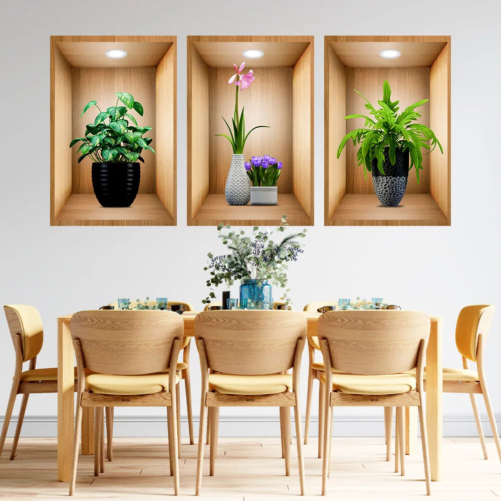 3D effect potted triptych posters hallway staircase decorative painting hotel…