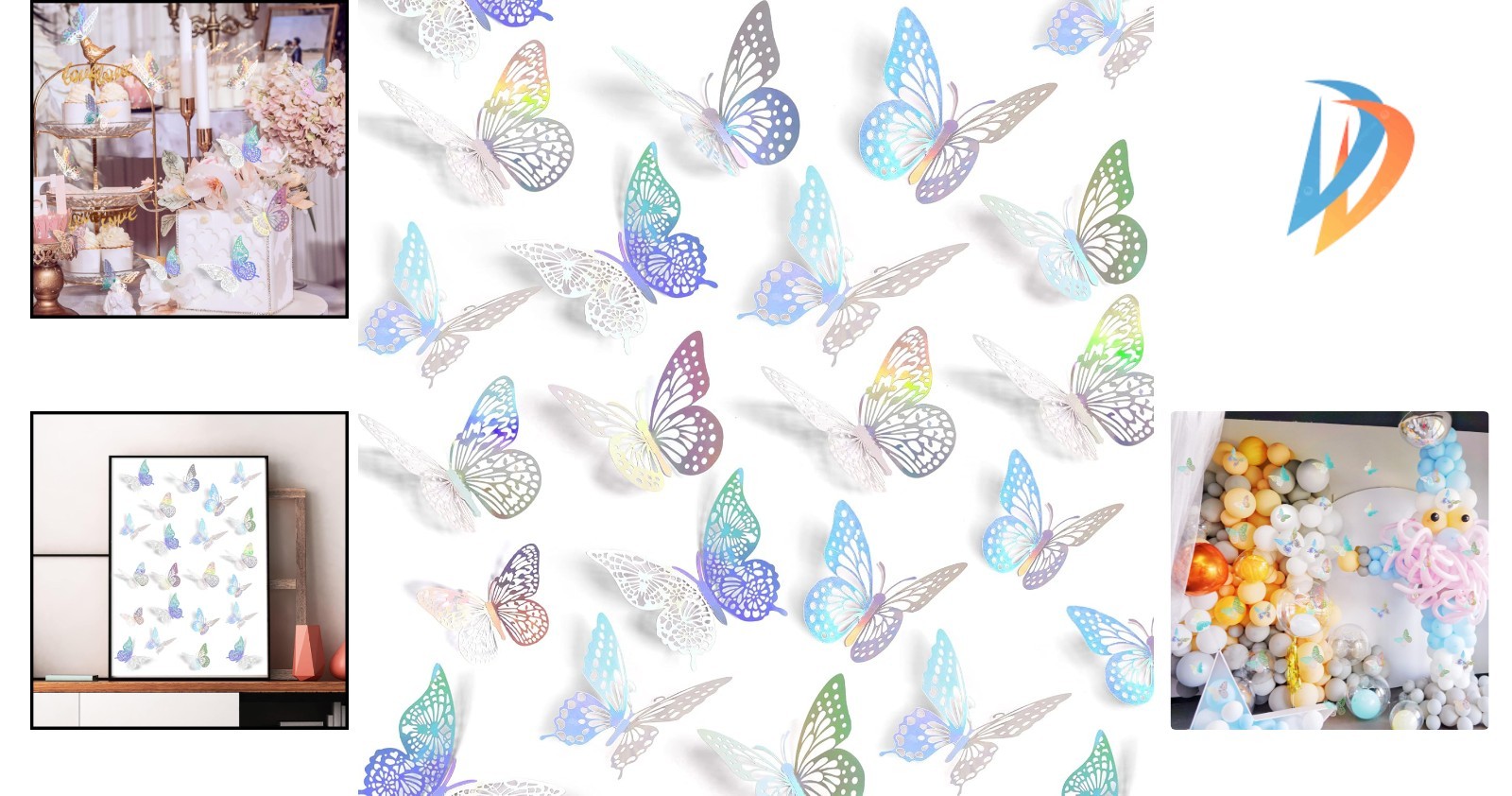 48 Pcs 3D Butterfly Wall Decor – Removable Laser Stickers in 4 Stunning Styles