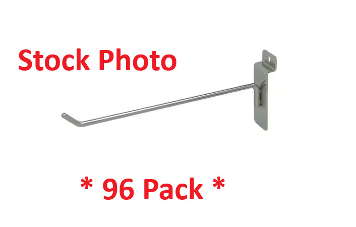 ** Pack of 96 ** Thin Line Slatwall 8" Hook Chrome XTW/H8