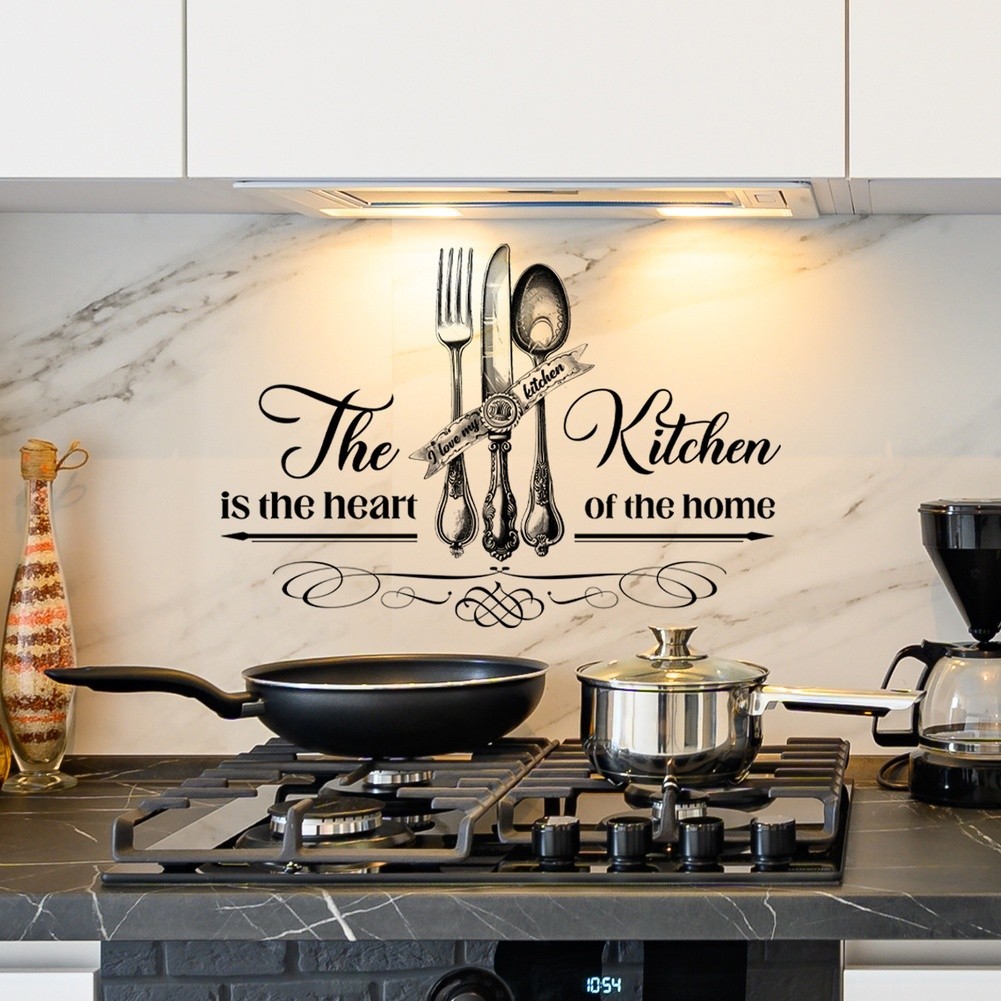 Removable Kitchen Wall Sticker Fork Utensil Pattern PVC for Home and Bedroom