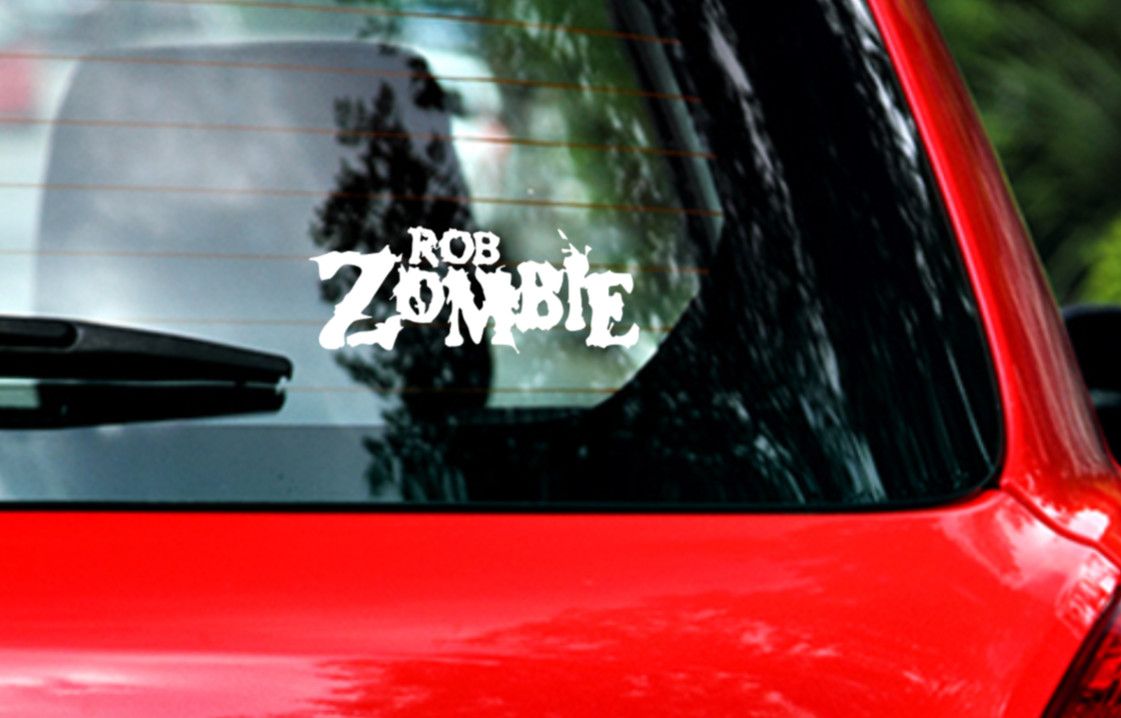Rob Zombie Car Decal Vinyl Glossy Band Logo Bumper Sticker White Heavy Metal 90s
