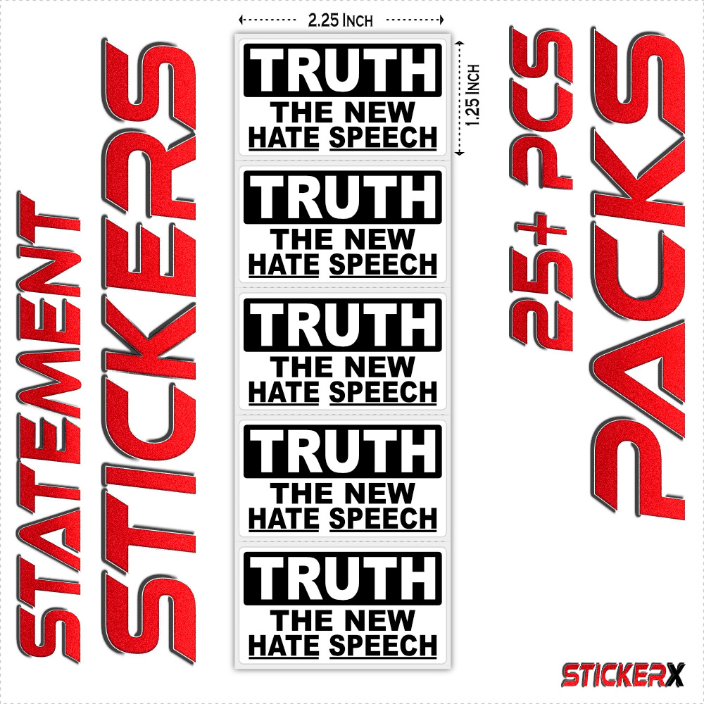 Truth The New Hate Funny Snowflake Joke Woke Bulk Statement Stickers Decals