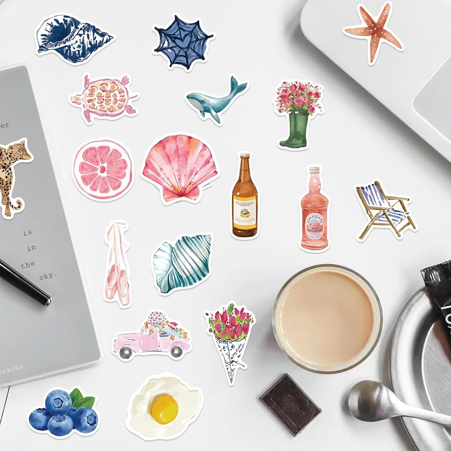 100Pcs Cute Aesthetic Stickers, Aesthetic Girls Coquette Sticker, Watercolor …