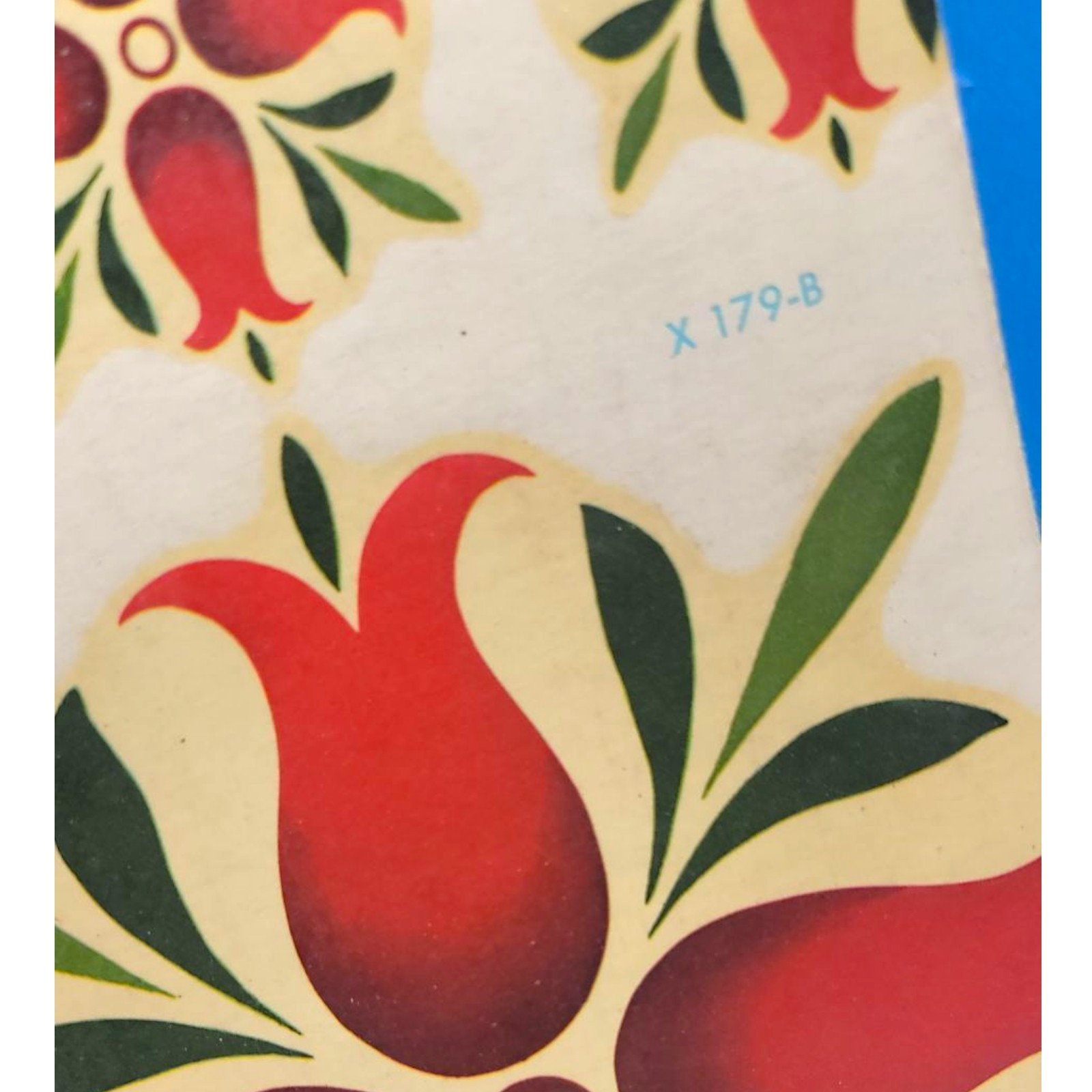 Vintage Meyercord C.1940s Folk Art Decal Tulip Floral Tile Sticker Dutch
