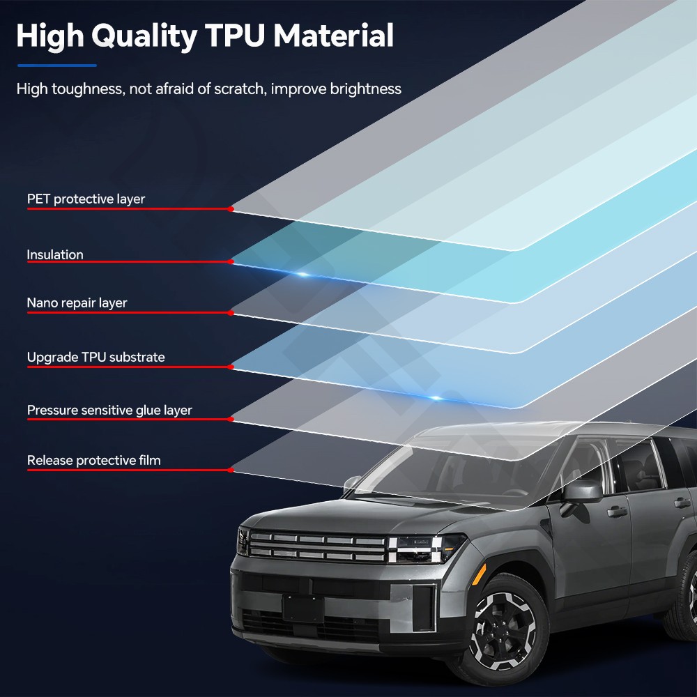 8.5Mil TPU PPF Paint Protection Film Pre-Cut Kit For Hyundai Santa Fe 2024-2025