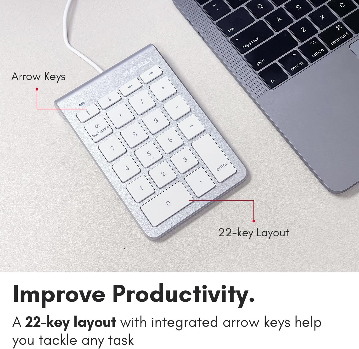 C Wired Number Pad for Mac – 10 Key USB Keypad, Type C Numeric pad, Number Keyp