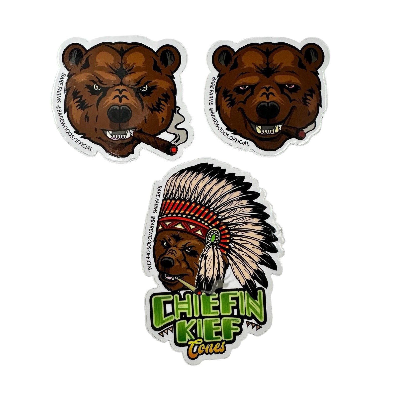 Chiefin Kief Cones Chief Keef Barewoods Bare Farms Stickers Lot Of 3