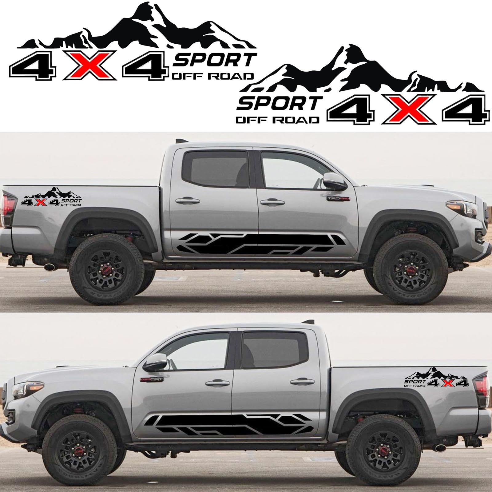 4X4 Off Road Sport with Mountain Pattern Decal Stickers 2Pcs, Vehicle Decor A…