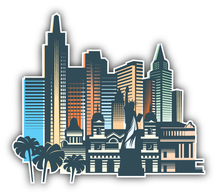 Las Vegas City View Car Bumper Sticker Decal